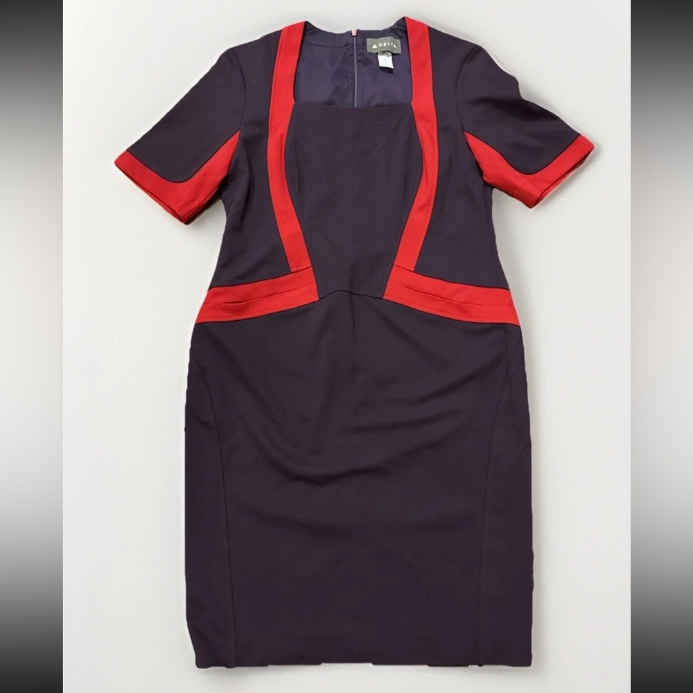 Zac Posen Delta Airlines Flight Attendant Red Plum Dress Runway Sz 14 NWOT